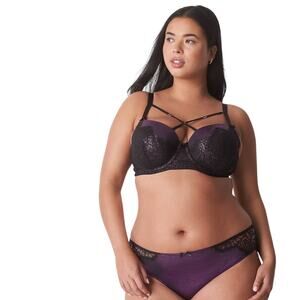 Cacique Seriously Sexy Boost Balconette Bra Purple Metallic Shimmer Lace 42DDD
